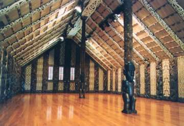 The inside of Whare Runanga.